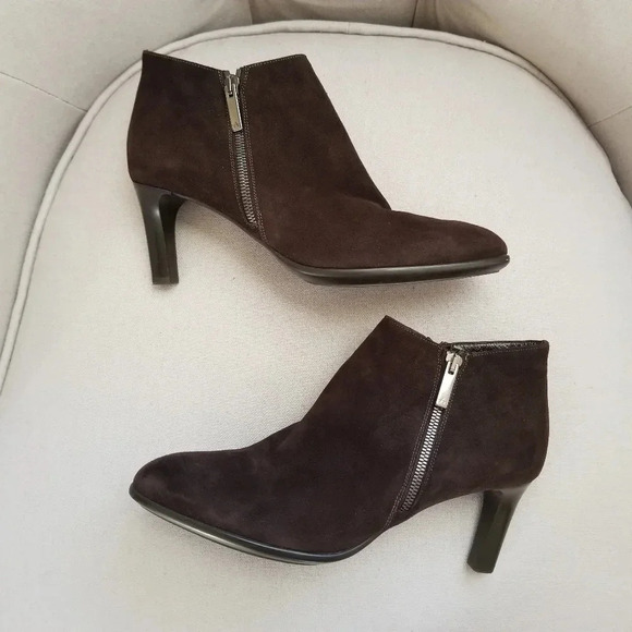 Aquatalia Brown Suede Leather Heeled Ankle Boots | 10 - Picture 2 of 9